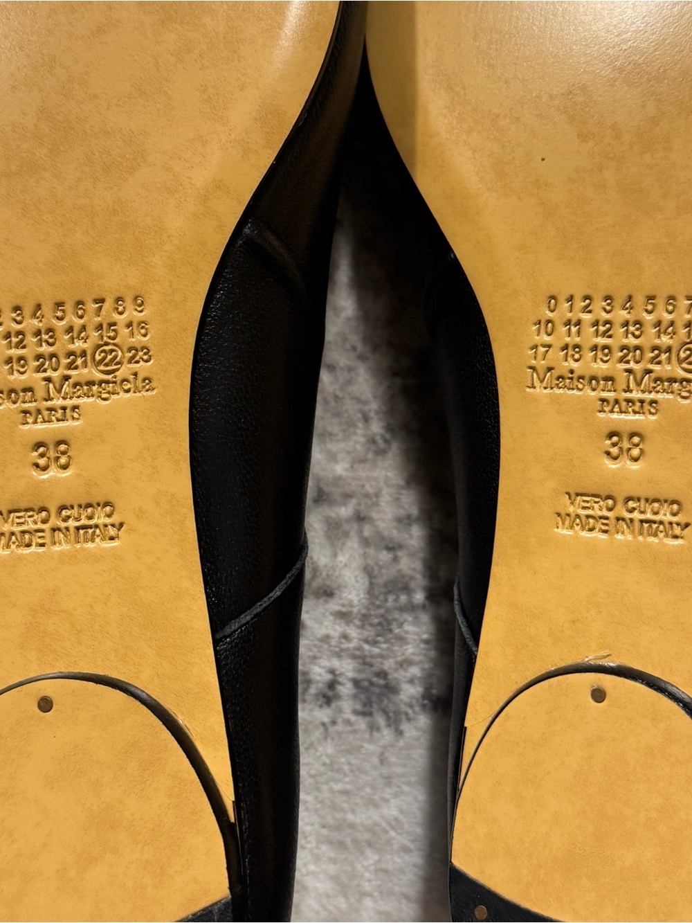 Maison Martin Margiela Black Tabi Leather Ballet Flats Women’s Size EU 38 US 8 - Picture 7 of 7